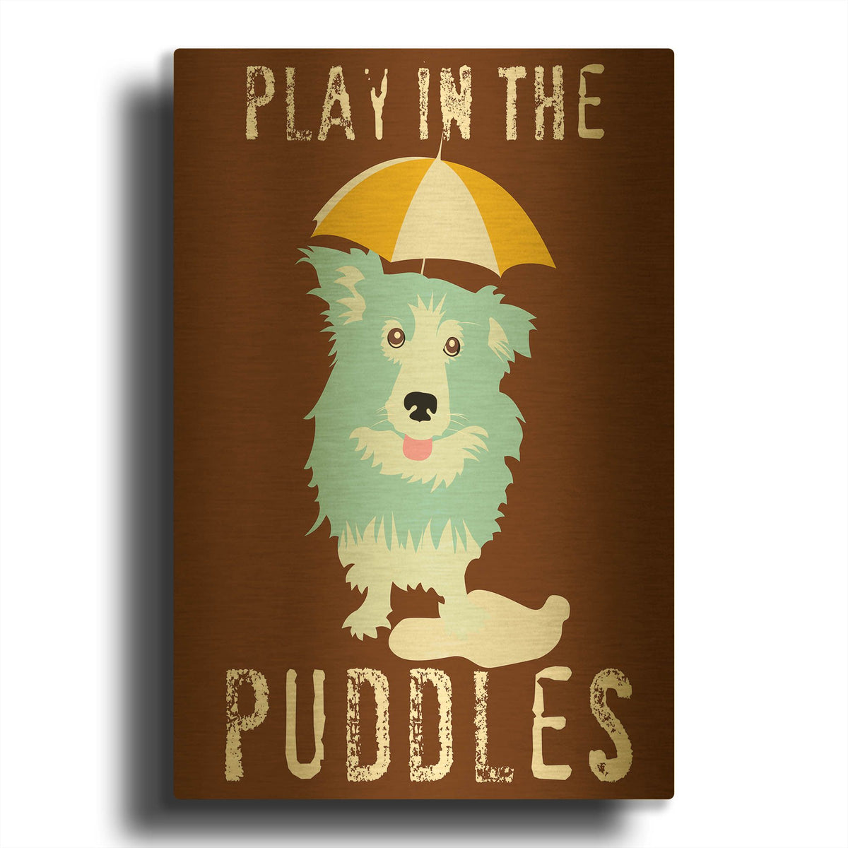 'Play In The Puddles' By Ginger Oliphant Gold Metal Wall Art