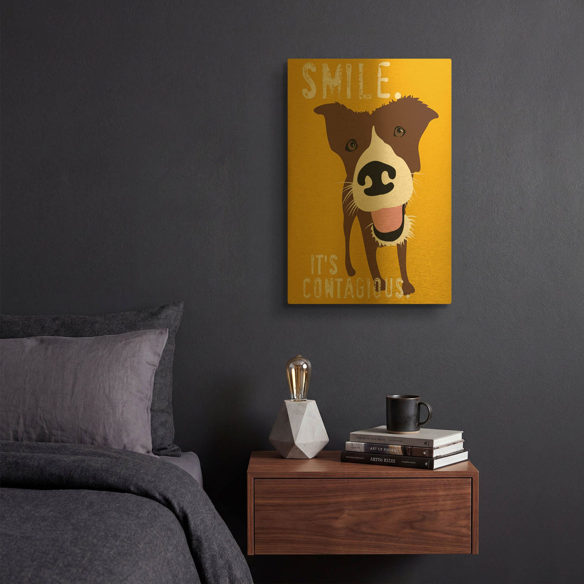 'Smile' By Ginger Oliphant Gold Metal Wall Art