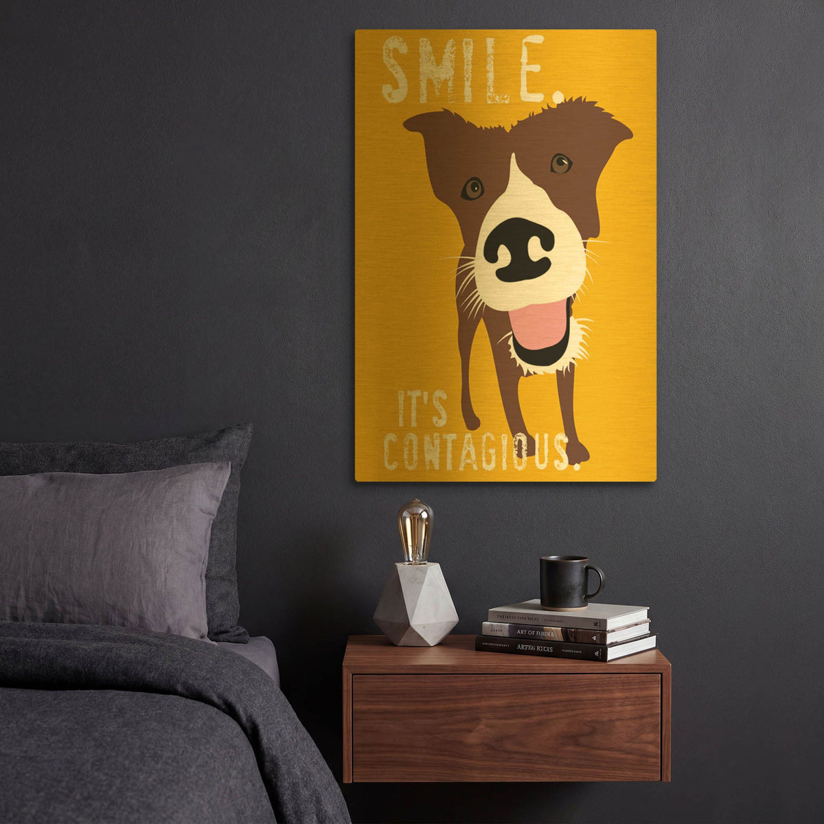 'Smile' By Ginger Oliphant Gold Metal Wall Art