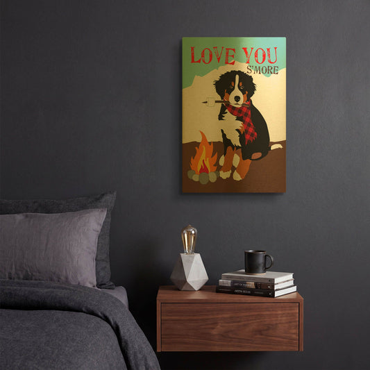 'Bernese Mountain Dog - Love You S' By Ginger Oliphant Gold Metal Wall Art