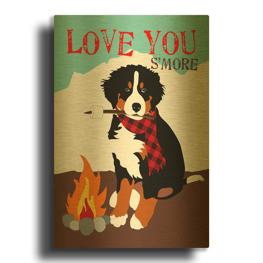 'Bernese Mountain Dog - Love You S' By Ginger Oliphant Gold Metal Wall Art