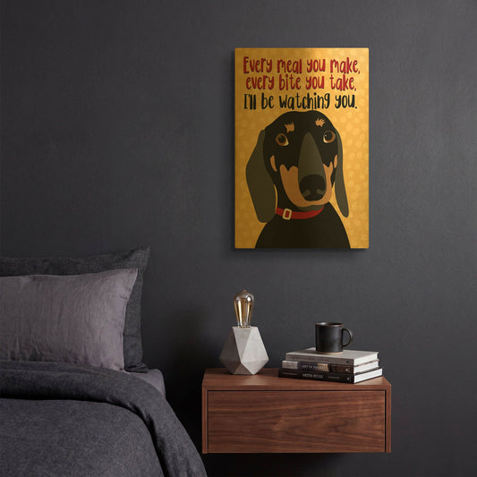 'Dachshund Every Meal You Make' By Ginger Oliphant Gold Metal Wall Art