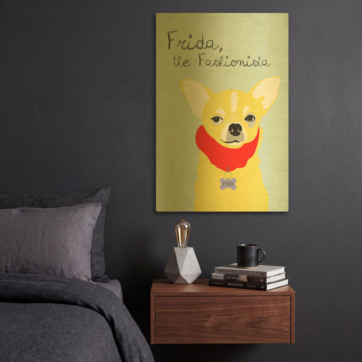 'Frida The Fashionista Chihuahua' By Ginger Oliphant Gold Metal Wall Art