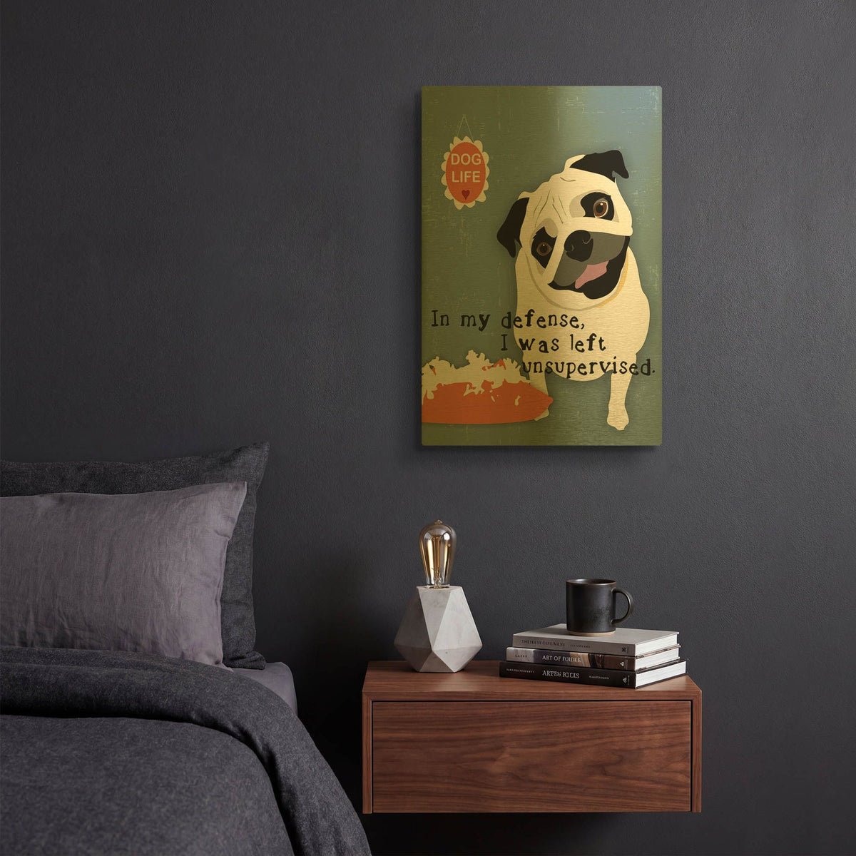 'Pug Dog Life' By Ginger Oliphant Gold Metal Wall Art