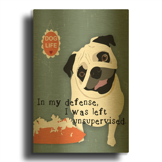 'Pug Dog Life' By Ginger Oliphant Gold Metal Wall Art