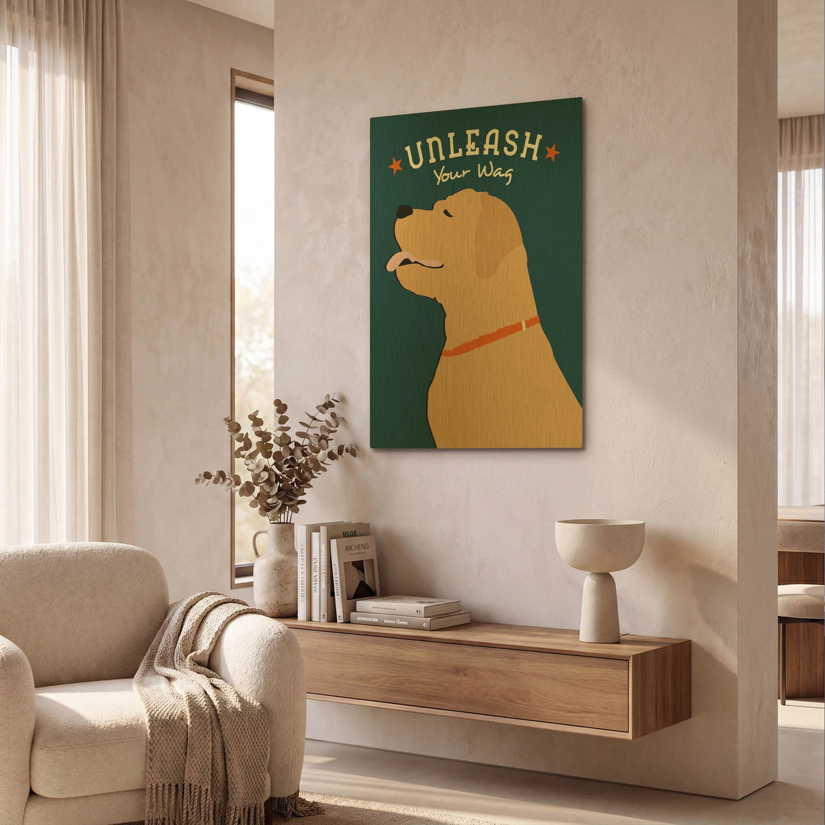 'Unleash Your Wag' By Ginger Oliphant Gold Metal Wall Art