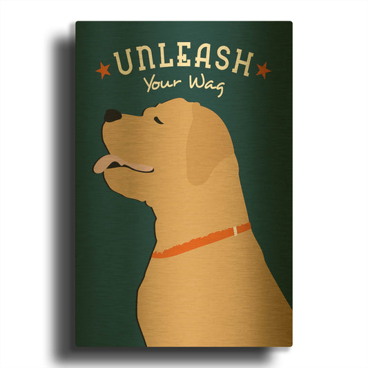 'Unleash Your Wag' By Ginger Oliphant Gold Metal Wall Art