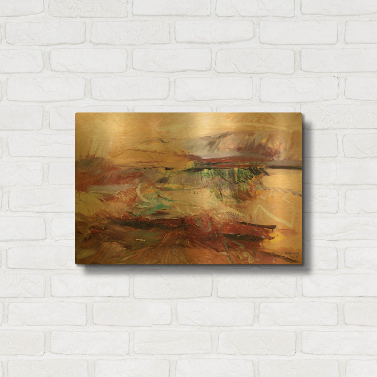 'Afternoon In The Desert' By Gocan Gold Metal Wall Art