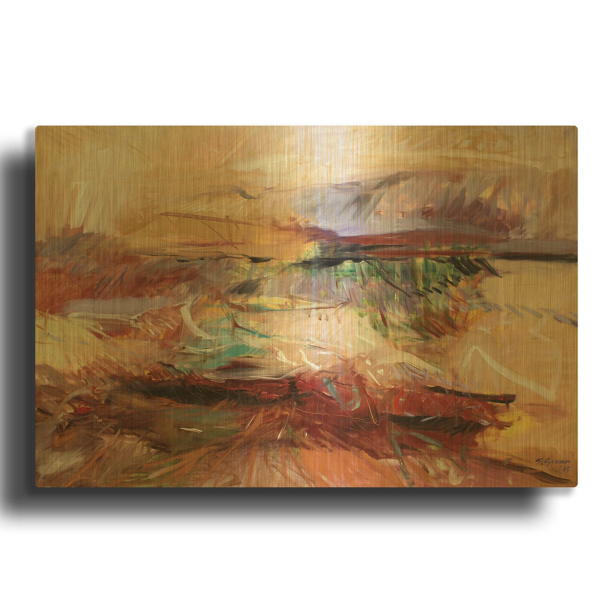 'Afternoon In The Desert' By Gocan Gold Metal Wall Art