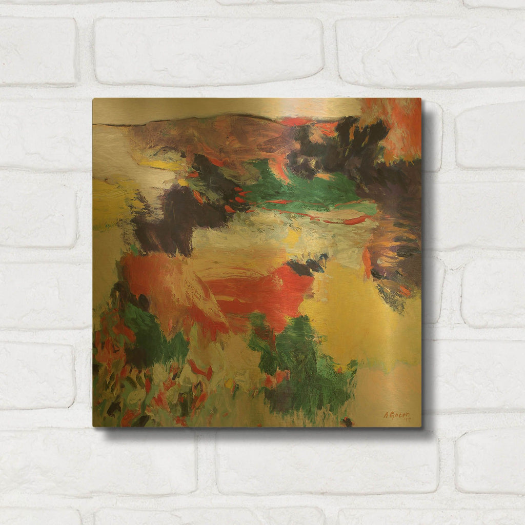 'Coral Hills' By Gocan Gold Metal Wall Art