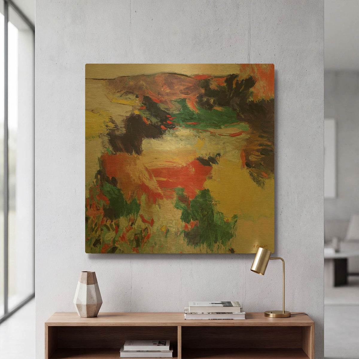 'Coral Hills' By Gocan Gold Metal Wall Art