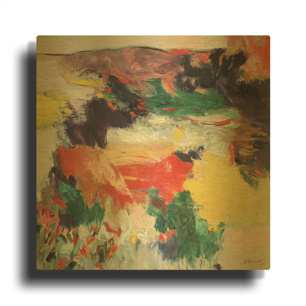 'Coral Hills' By Gocan Gold Metal Wall Art