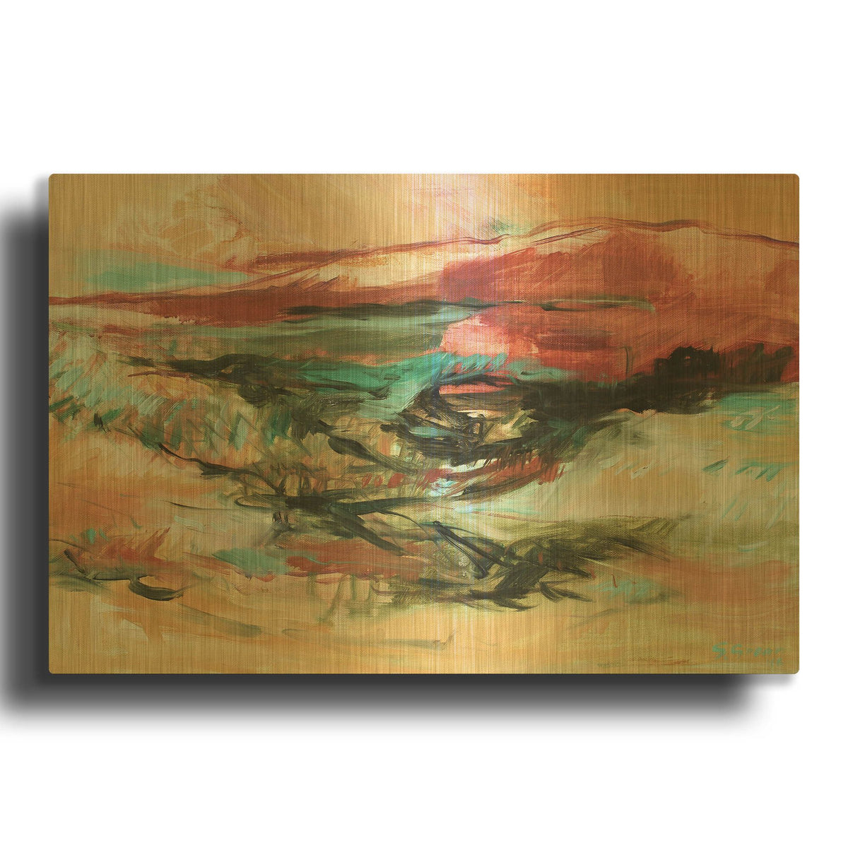 'End Of Day' By Gocan Gold Metal Wall Art