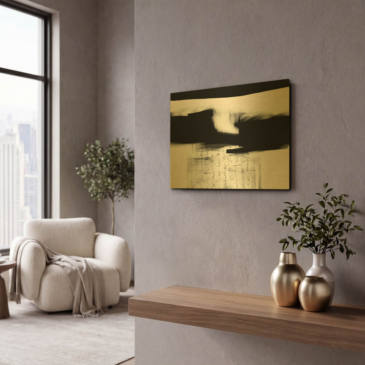 'Letter No. 4' By Gocan Gold Metal Wall Art