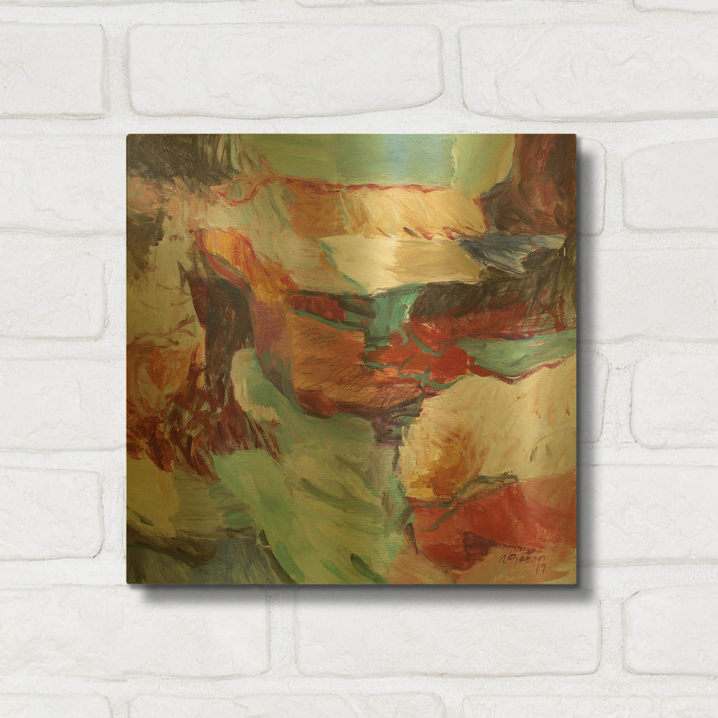 'Mountain Lake' By Gocan Gold Metal Wall Art