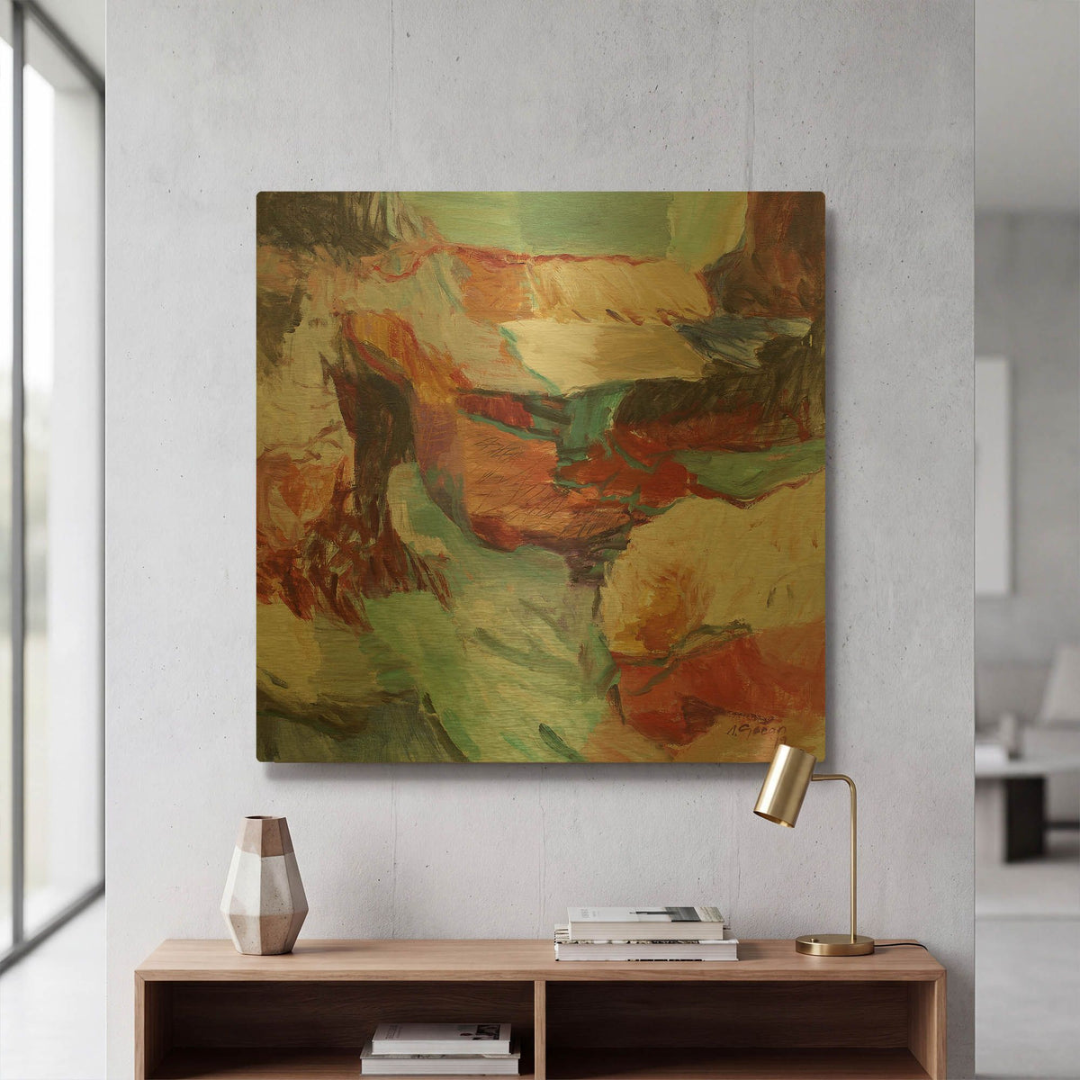 'Mountain Lake' By Gocan Gold Metal Wall Art