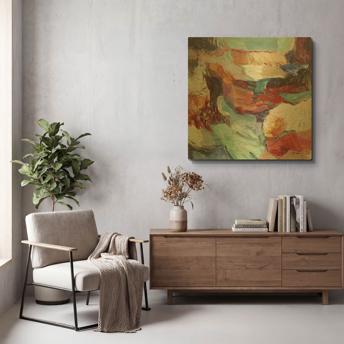'Mountain Lake' By Gocan Gold Metal Wall Art