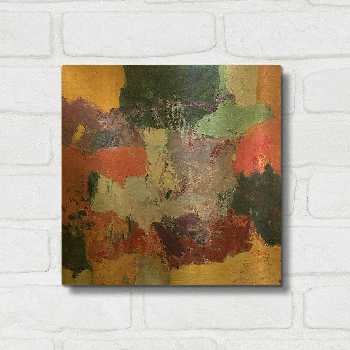 'White Fence' By Gocan Gold Metal Wall Art