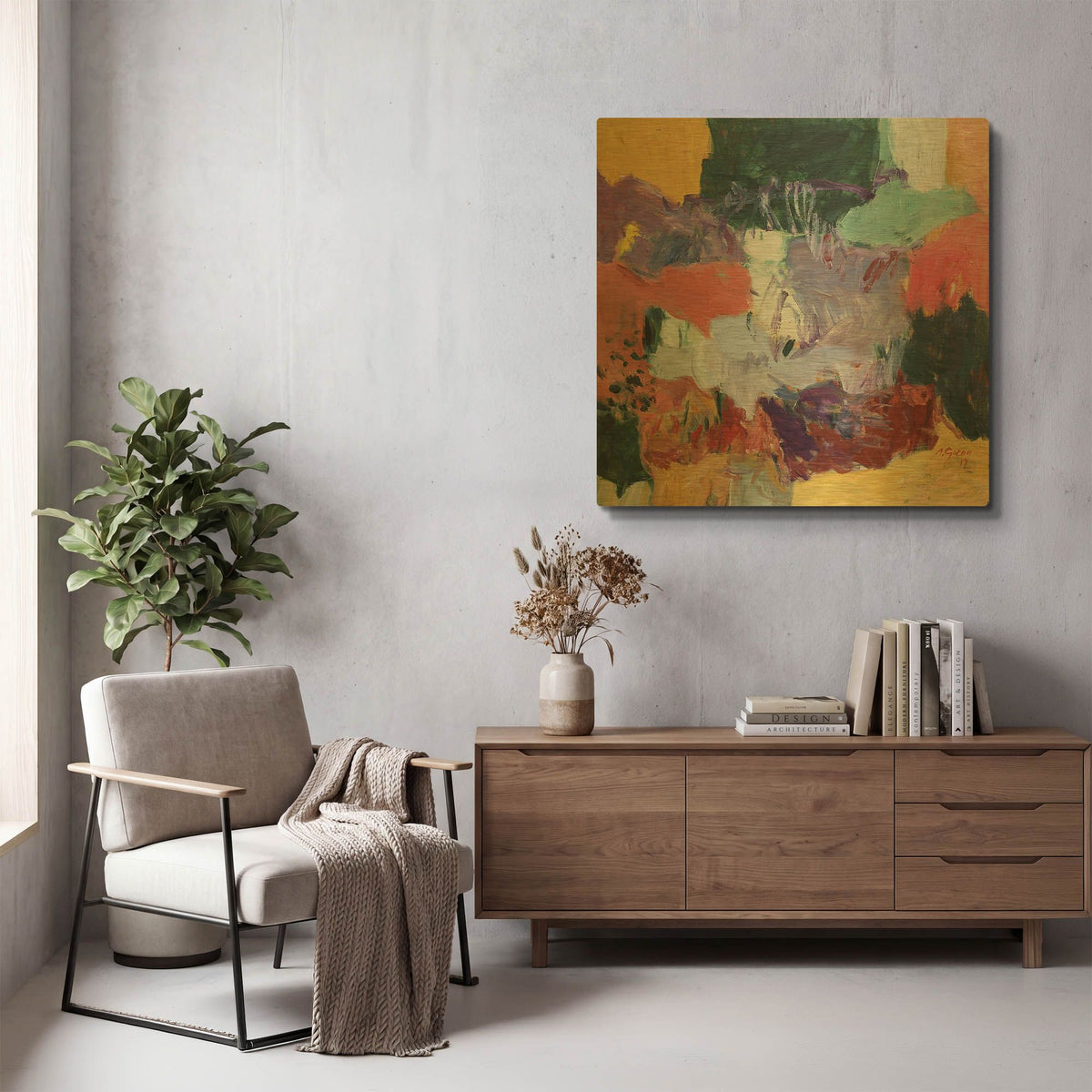 'White Fence' By Gocan Gold Metal Wall Art