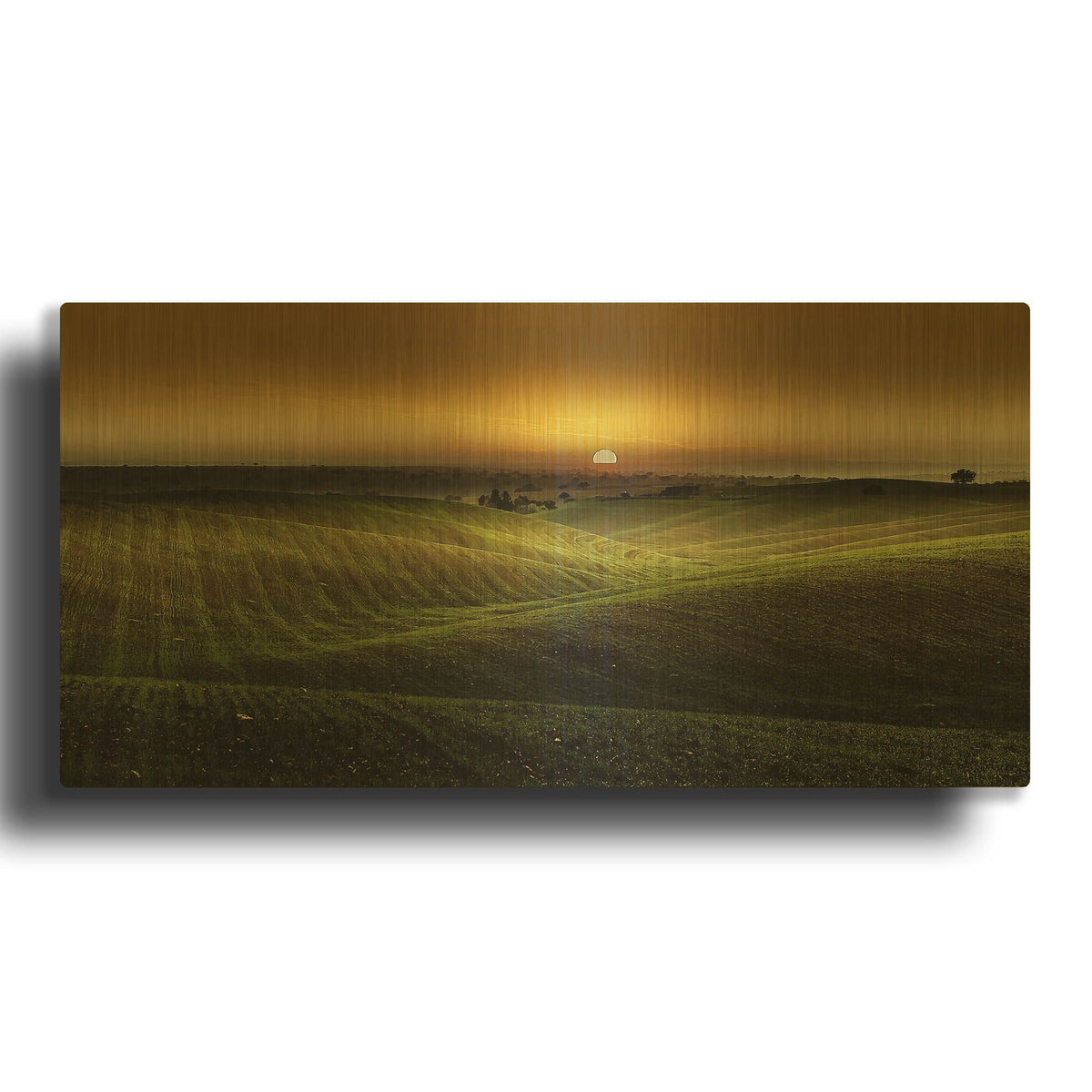 'Alentejo Sunset' By Goncalves Gold Metal Wall Art