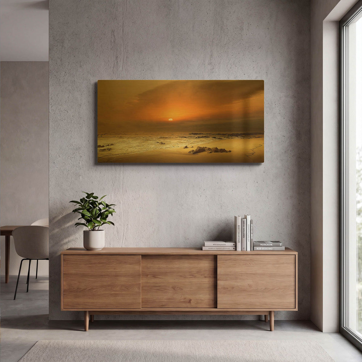 'The Beach' By Goncalves Gold Metal Wall Art