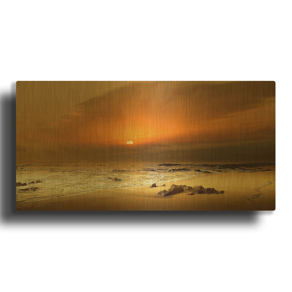 'The Beach' By Goncalves Gold Metal Wall Art