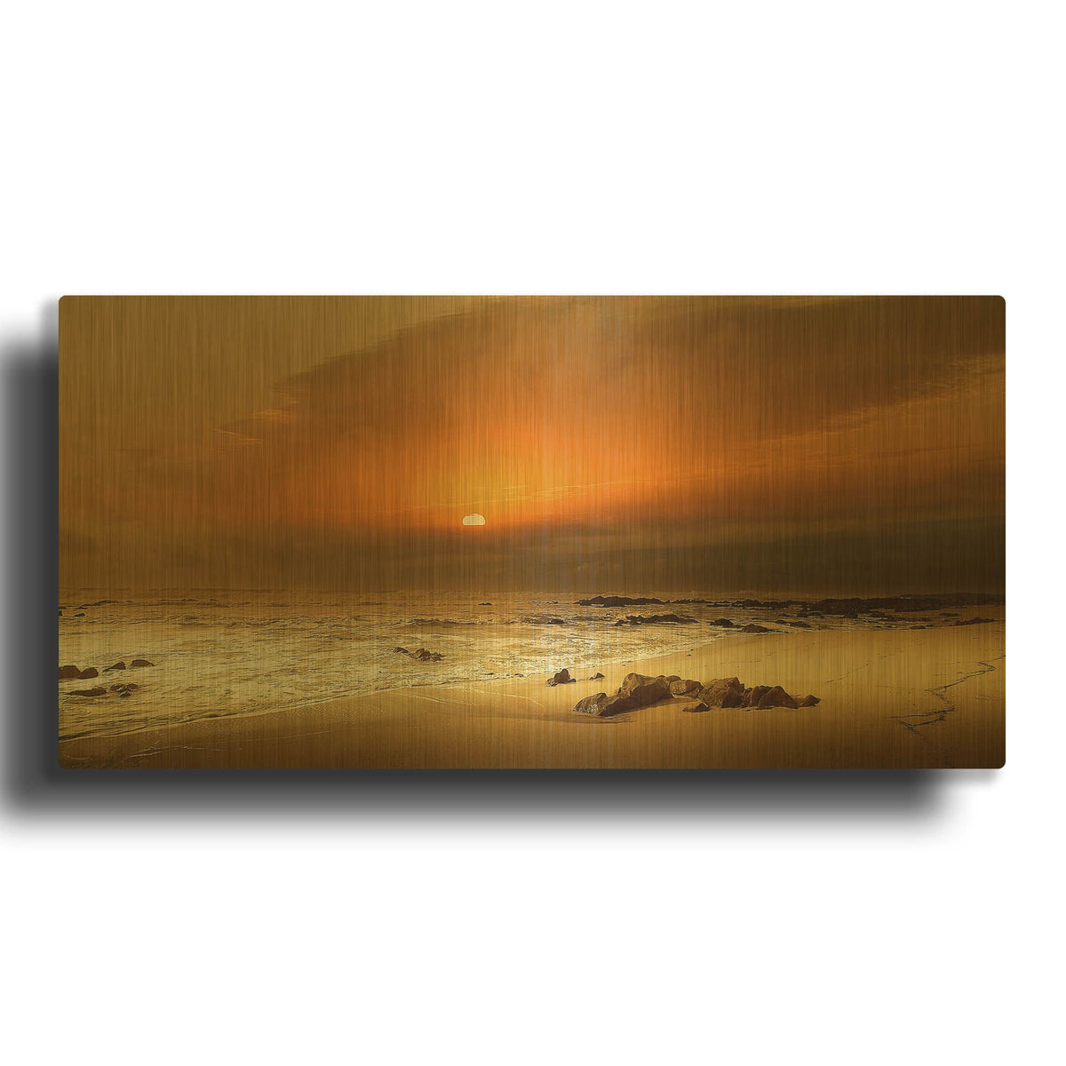 'The Beach' By Goncalves Gold Metal Wall Art