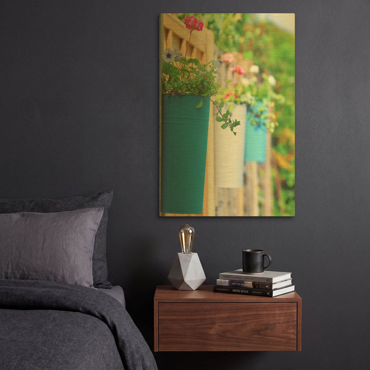 'The Colored Pots' By Goncalves Gold Metal Wall Art