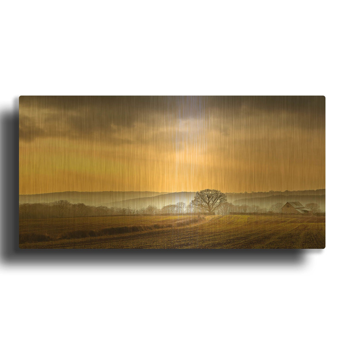 'The Farm' By Goncalves Gold Metal Wall Art