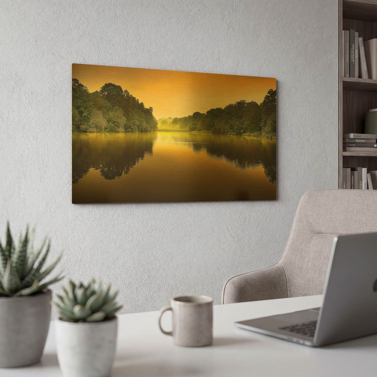 'The Lake' By Goncalves Gold Metal Wall Art