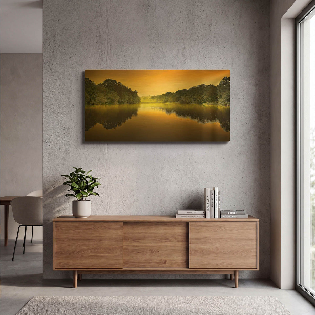'The Lake' By Goncalves Gold Metal Wall Art