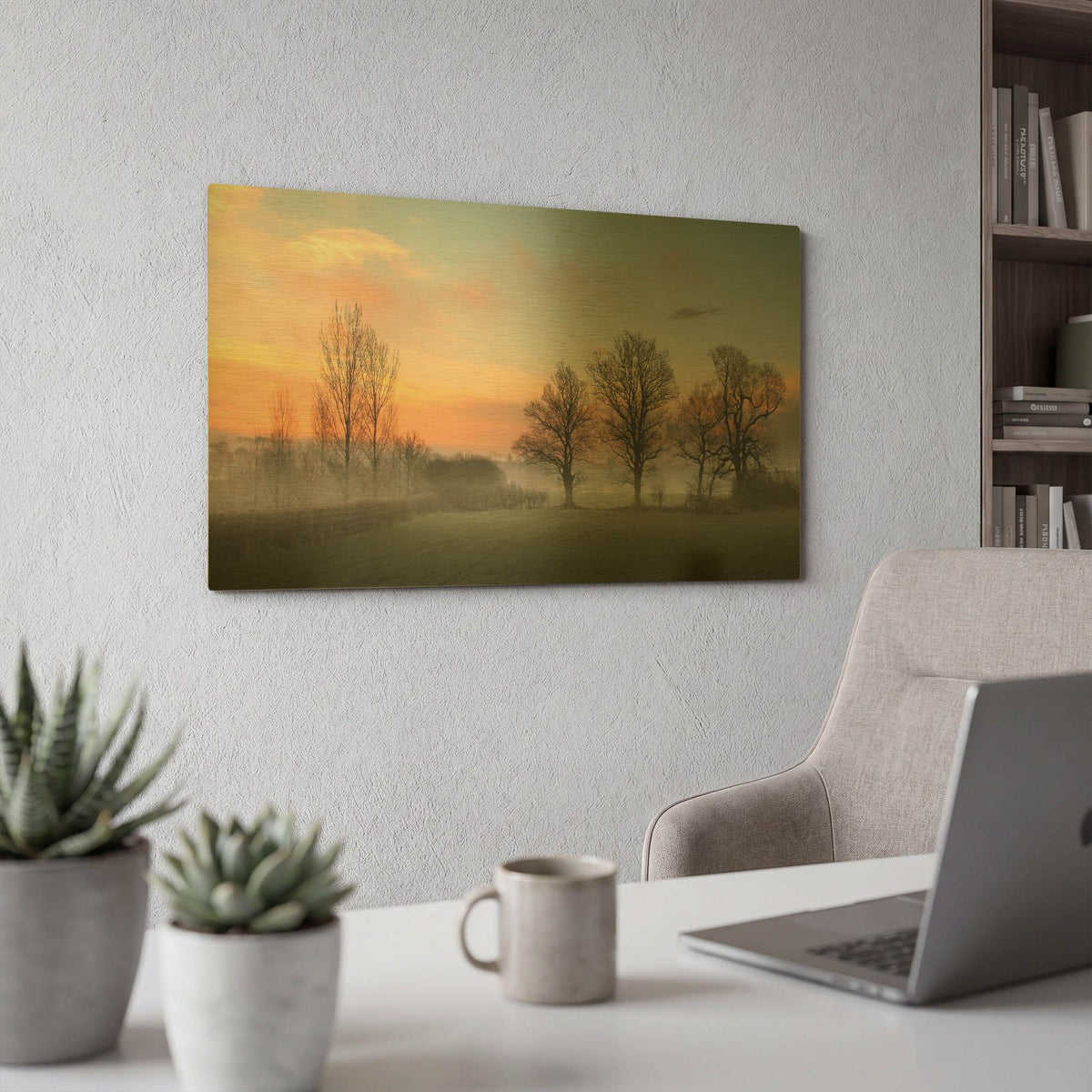 'The Mist' By Goncalves Gold Metal Wall Art
