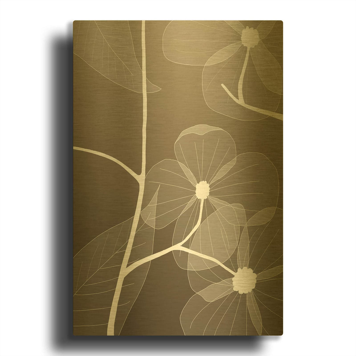 'Floral 1' By GraphINC Gold Metal Wall Art