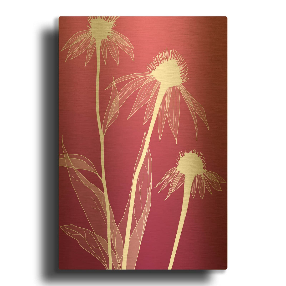 'Floral 5' By GraphINC Gold Metal Wall Art