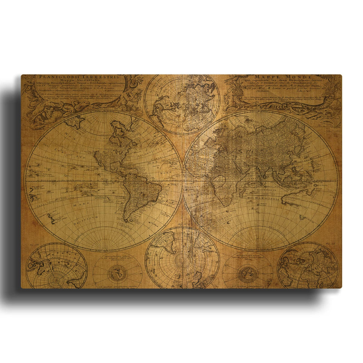 'Vintage Map' By GraphINC Gold Metal Wall Art
