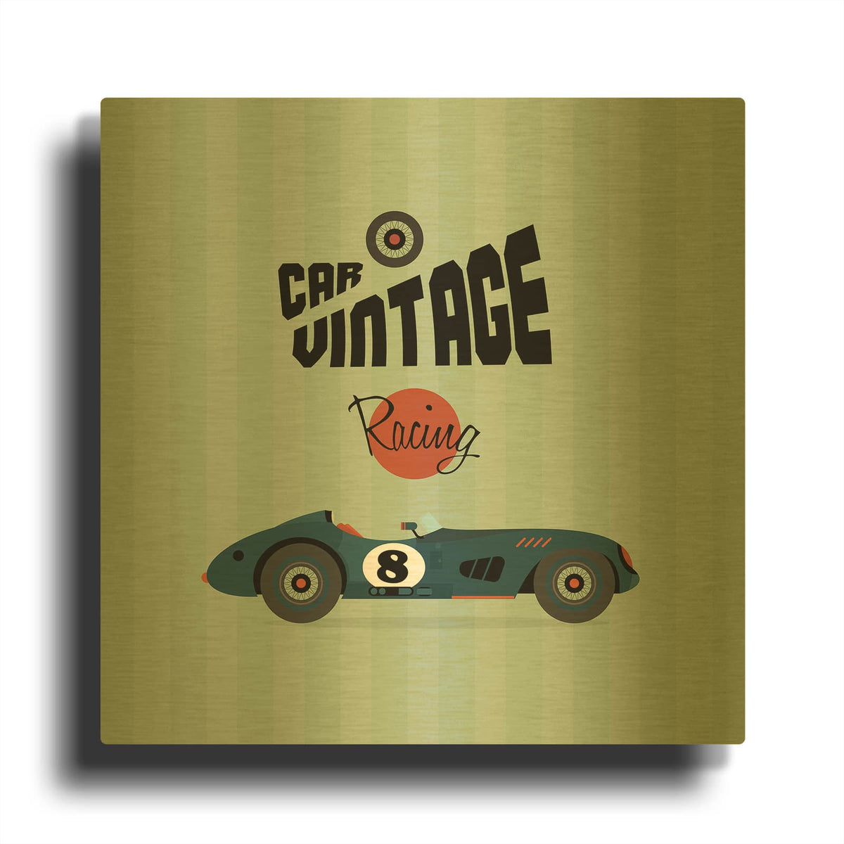 'Vintage Racing 1' By GraphINC Gold Metal Wall Art