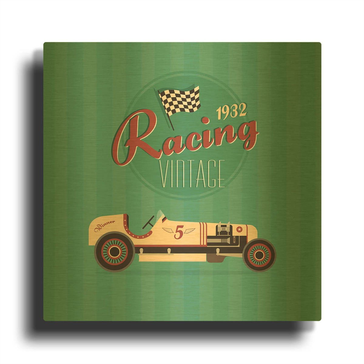 'Vintage Racing 2' By GraphINC Gold Metal Wall Art
