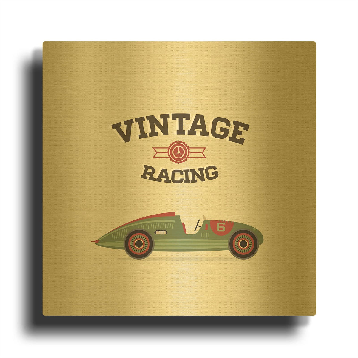 'Vintage Racing 3' By GraphINC Gold Metal Wall Art