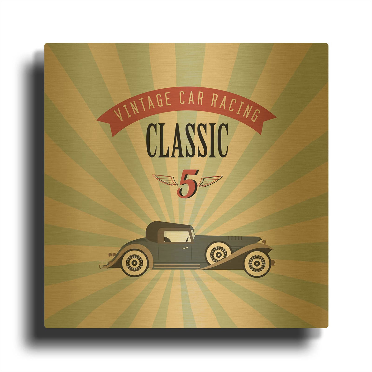 'Vintage Racing 4' By GraphINC Gold Metal Wall Art