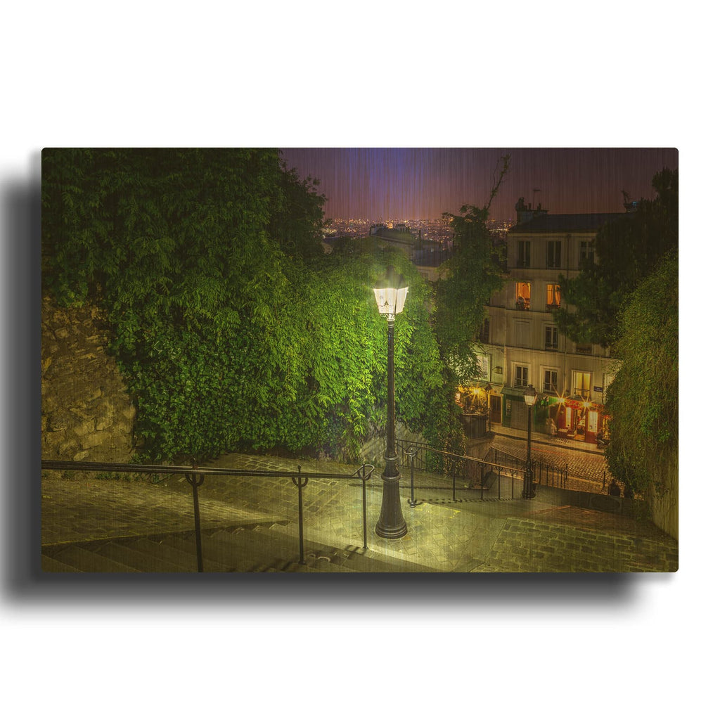 'Montmartre Steps' By H.J. Herrera Gold Metal Wall Art