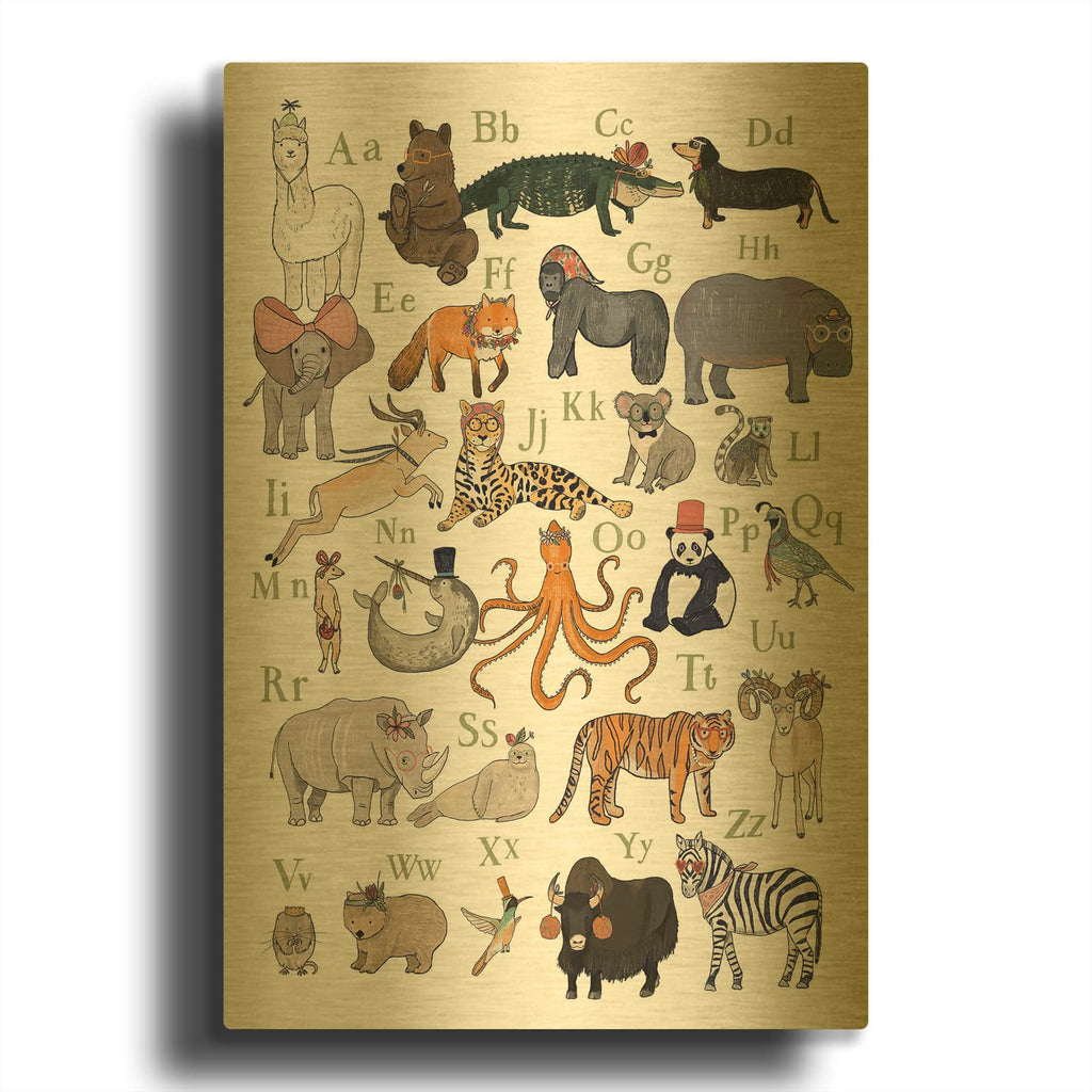 'Abc Party Animal' By Hanna Melin Gold Metal Wall Art