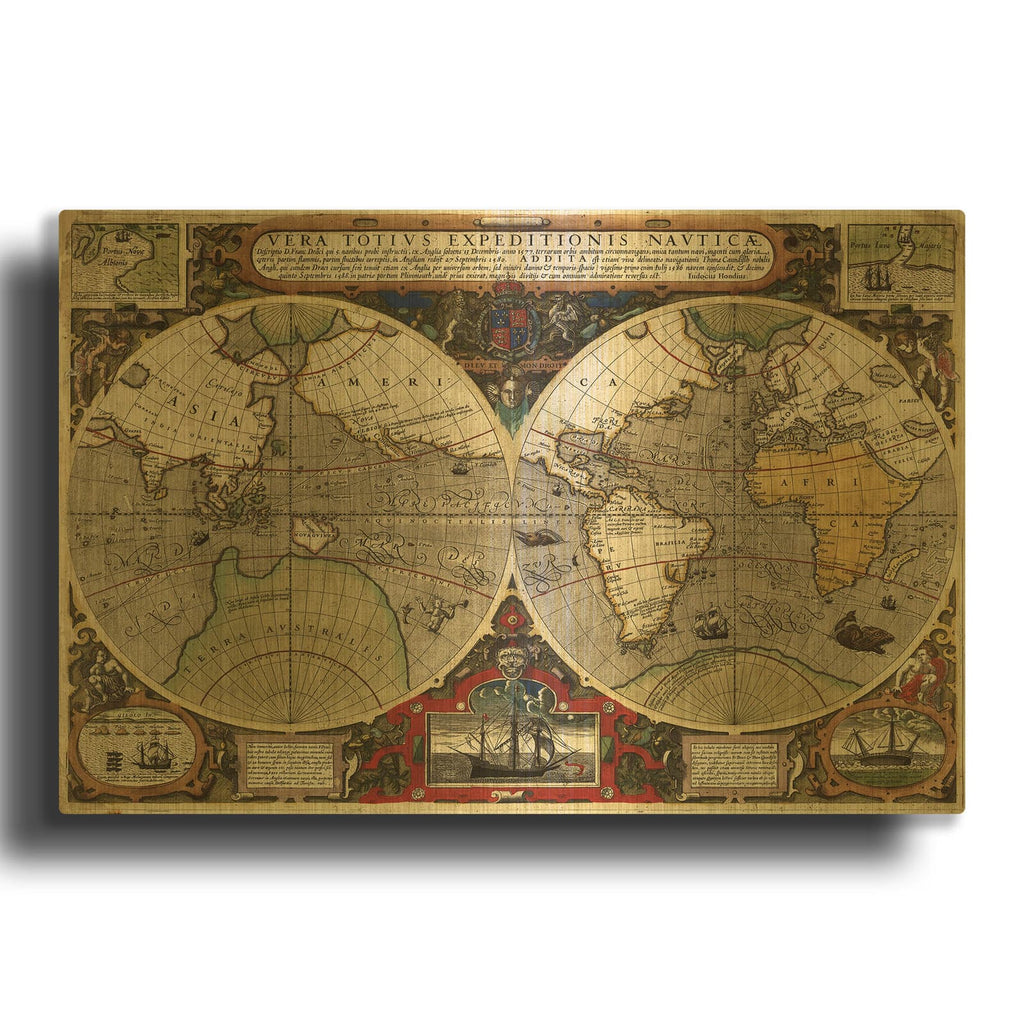 'Vera Totius Expeditionis Nauticae' By Hines Gold Metal Wall Art