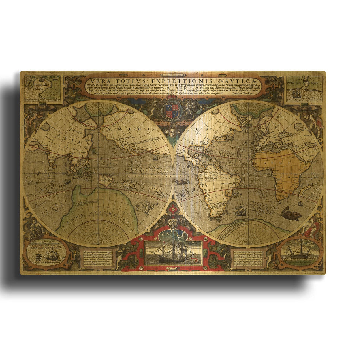 'Vera Totius Expeditionis Nauticae' By Hines Gold Metal Wall Art