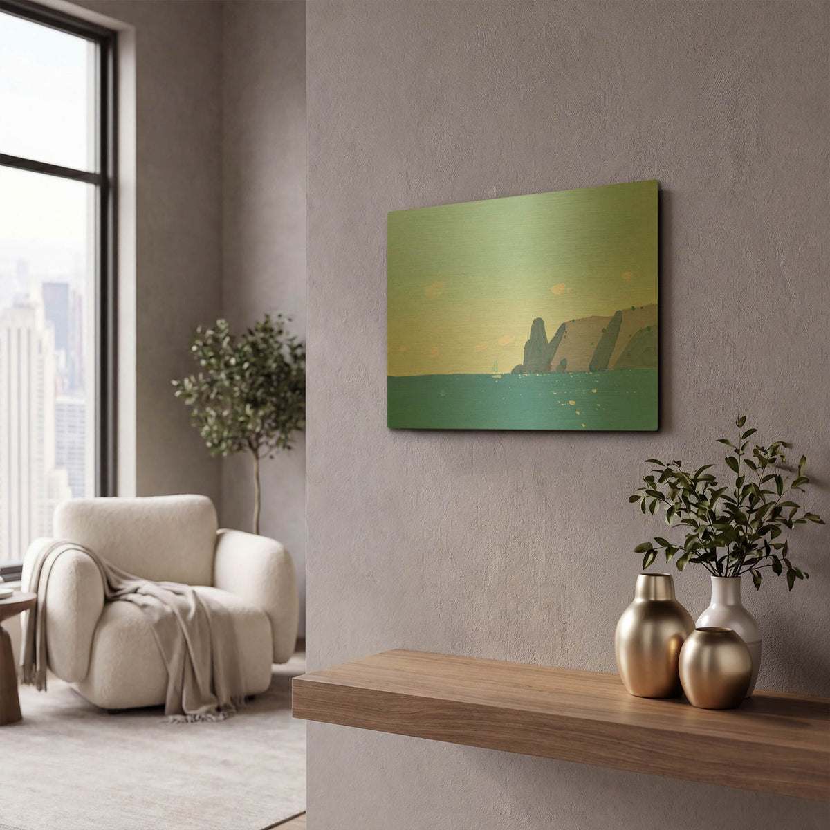 'Blue Fiolent' By Igor Nekraha Gold Metal Wall Art