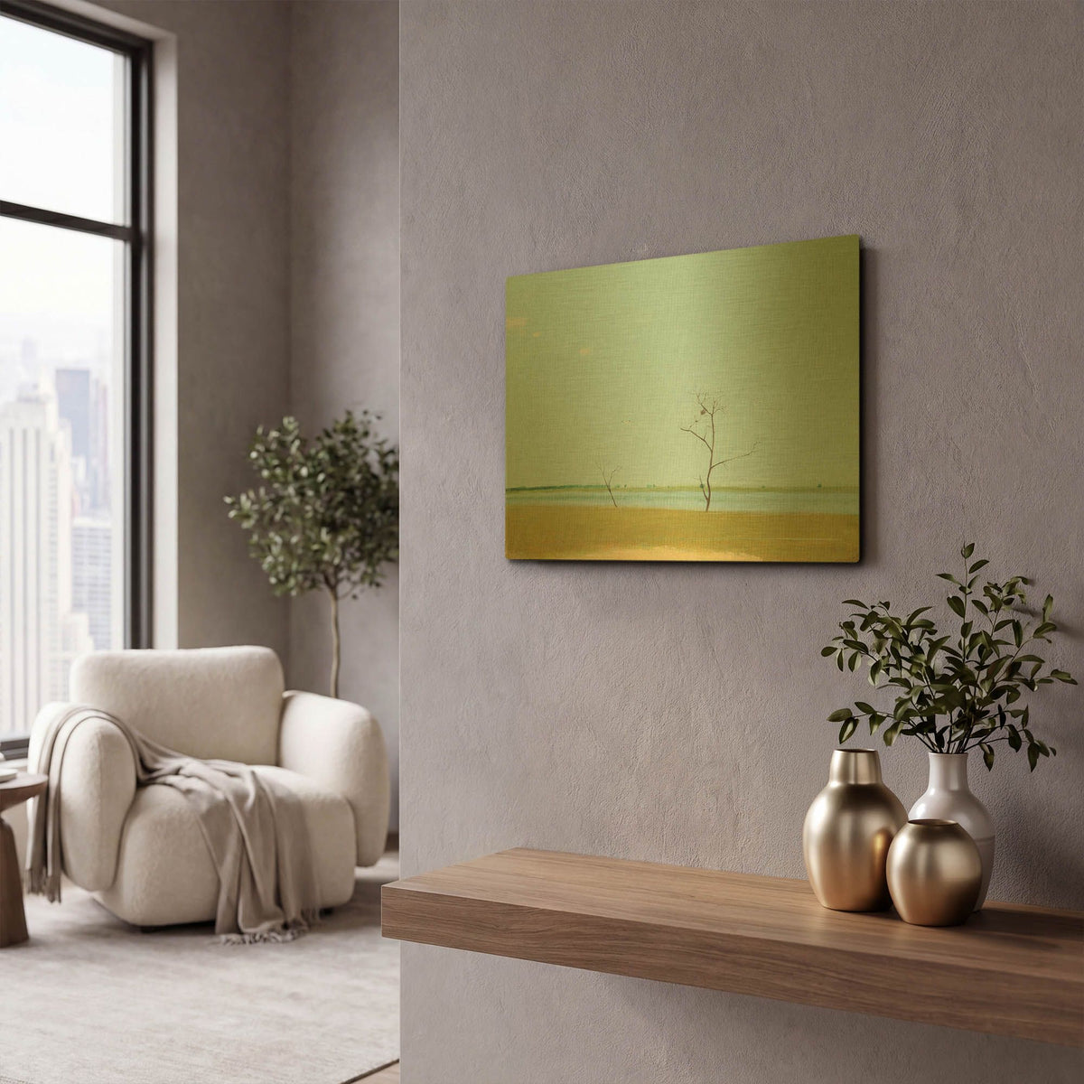 'On The Lake September' By Igor Nekraha Gold Metal Wall Art