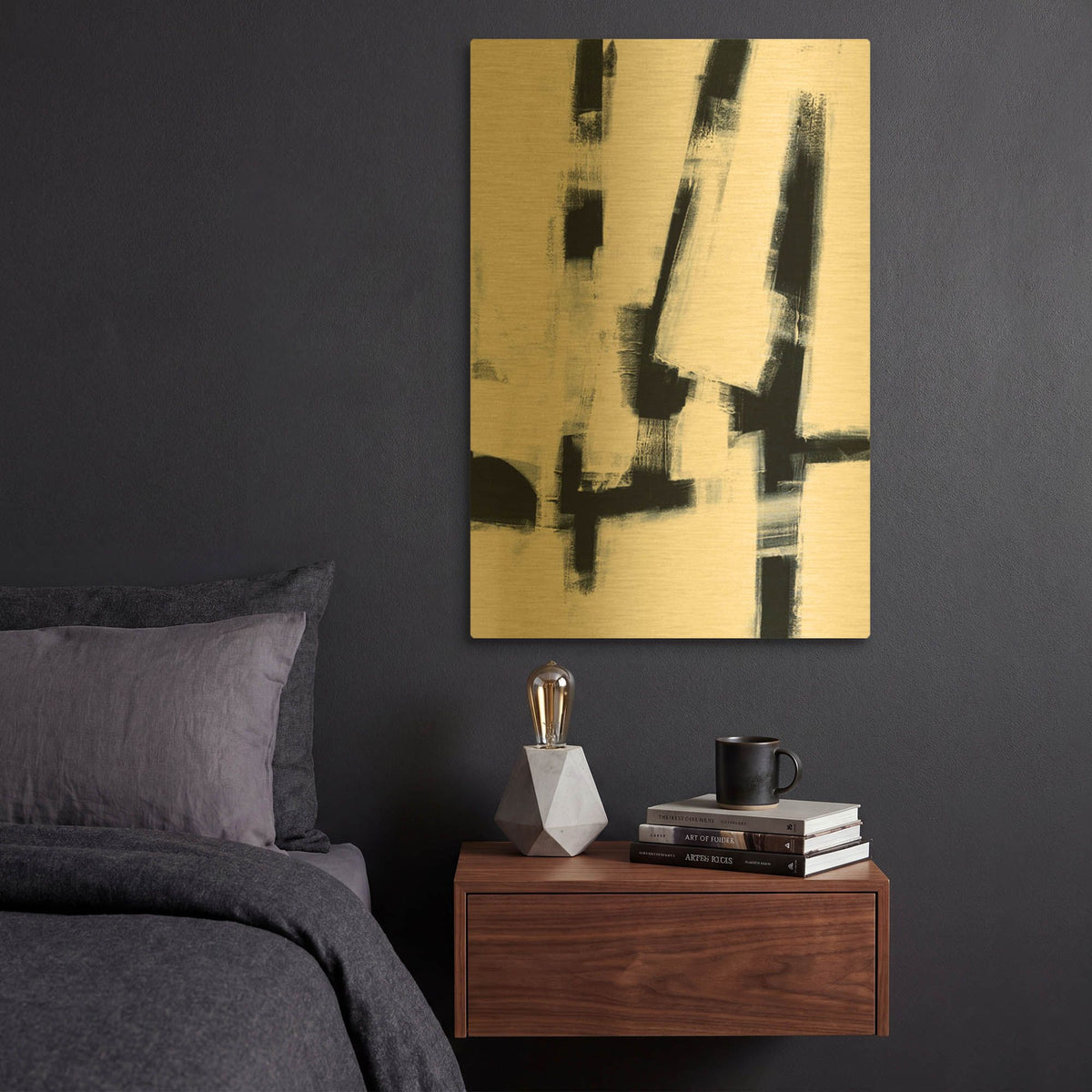 'In The Shadows' By Ilana Greenberg Gold Metal Wall Art