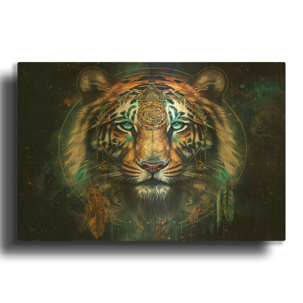 'Spirit Tiger' By Cameron Gray Gold Metal Wall Art