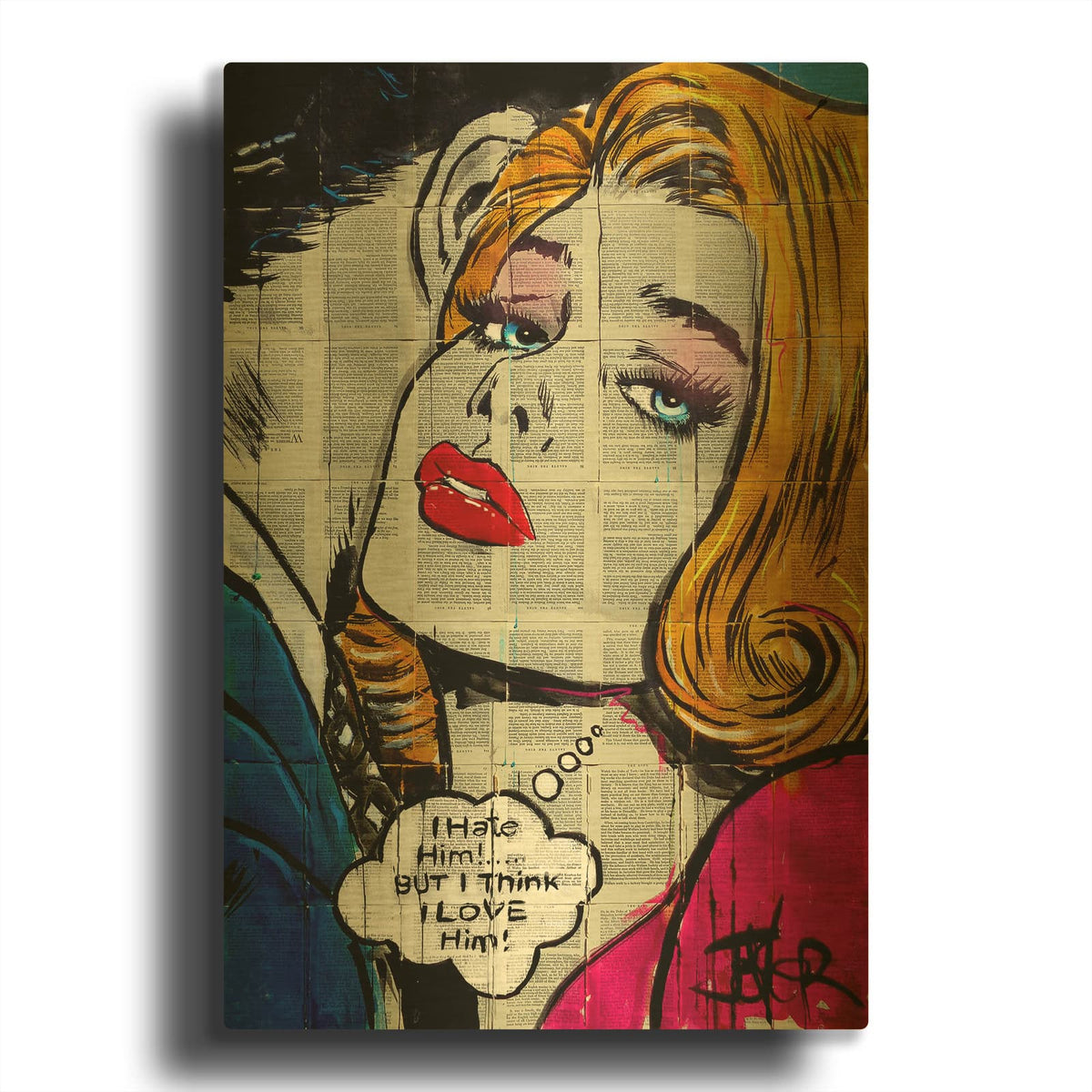'Lovehatepop' By Loui Jover Gold Metal Wall Art