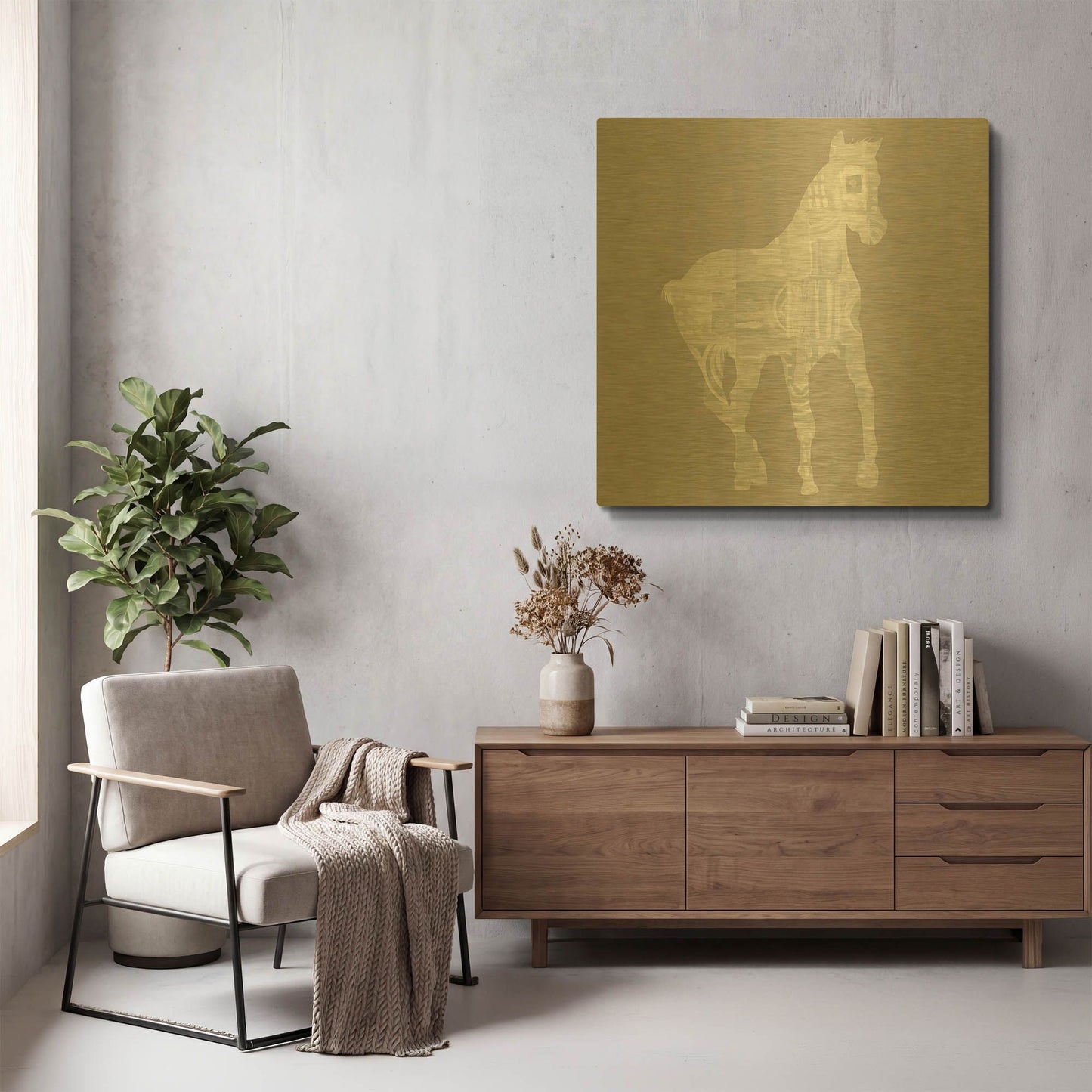 'LW3242' By Linda Woods Gold Metal Wall Art