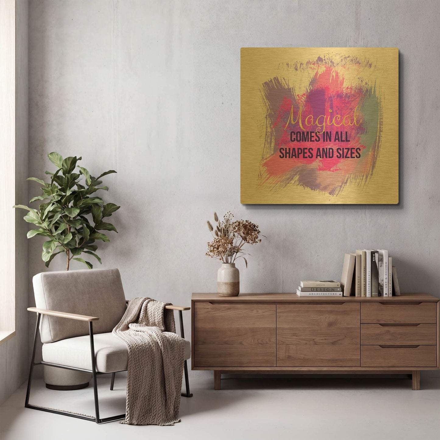 'LW3711' By Linda Woods Gold Metal Wall Art